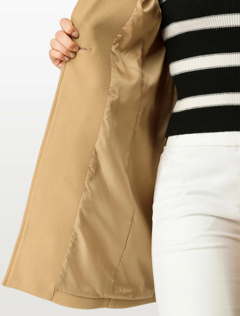 Allegra K Classic Notched Lapel One-Button Long Coat 8 Allegra K Classic Notched Lapel One-Button Long Coat