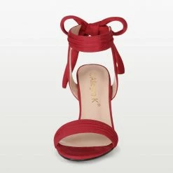 Allegra K Women Open Toe Ankle Tie Back Chunky Heel Sandals