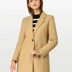 Allegra K Classic Notched Lapel One-Button Long Coat 15 Allegra K Classic Notched Lapel One-Button Long Coat