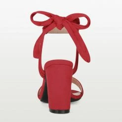 Allegra K Women Open Toe Ankle Tie Back Chunky Heel Sandals