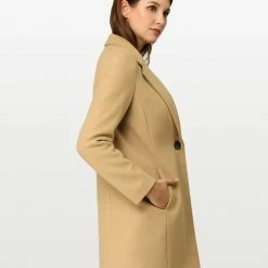 Allegra K Classic Notched Lapel One-Button Long Coat 16 Allegra K Classic Notched Lapel One-Button Long Coat