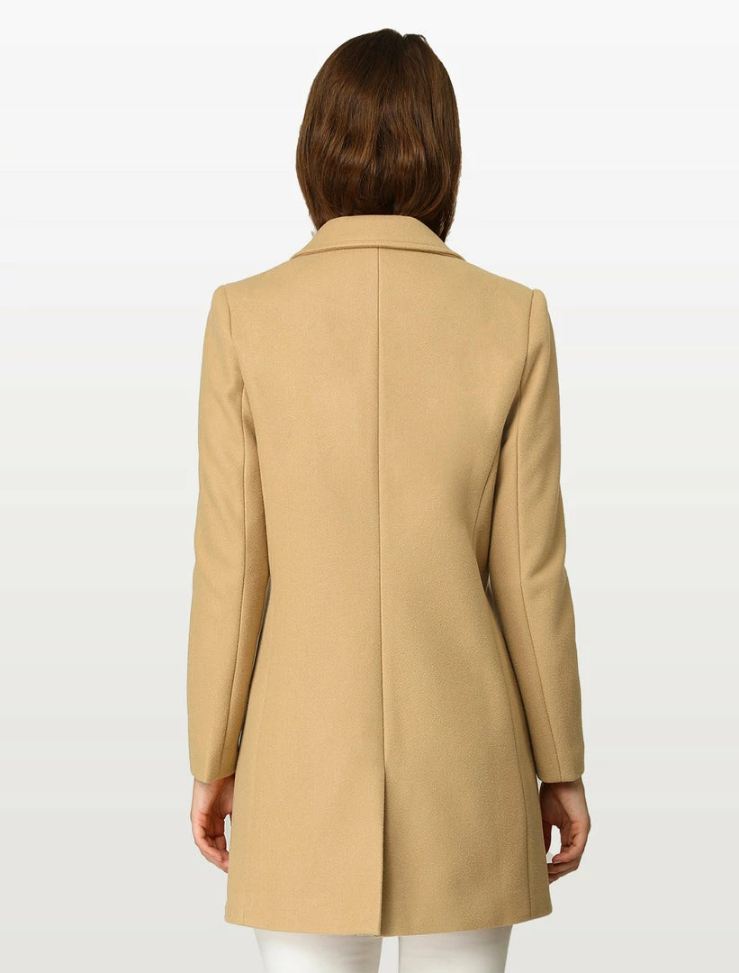 Allegra K Classic Notched Lapel One-Button Long Coat 7 Allegra K Classic Notched Lapel One-Button Long Coat