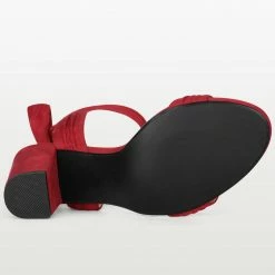 Allegra K Women Open Toe Ankle Tie Back Chunky Heel Sandals