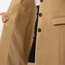 Allegra K Single Breasted Notched Lapel Coat With Flap Pockets