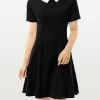 Allegra K Women's Halloween Contrast Doll Collar Short Sleeves Above Knee Flare Dress
