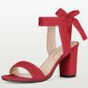 Allegra K Women Open Toe Ankle Tie Back Chunky Heel Sandals
