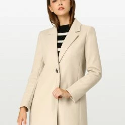 Allegra K Classic Notched Lapel One-Button Long Coat 22 Allegra K Classic Notched Lapel One-Button Long Coat