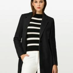 Allegra K Classic Notched Lapel One-Button Long Coat 21 Allegra K Classic Notched Lapel One-Button Long Coat