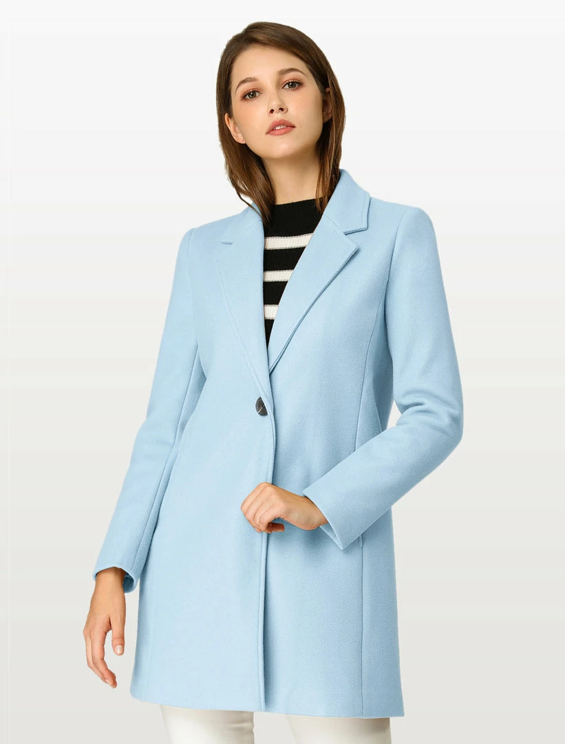Allegra K Classic Notched Lapel One-Button Long Coat 13 Allegra K Classic Notched Lapel One-Button Long Coat