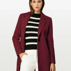 Allegra K Classic Notched Lapel One-Button Long Coat 19 Allegra K Classic Notched Lapel One-Button Long Coat