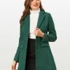 Allegra K Single Breasted Notched Lapel Coat With Flap Pockets