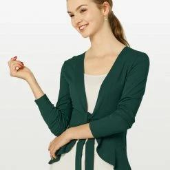 Allegra K Women's Tie Front Ruffled Hem Crop Knit Cardigan 28 Allegra K Women's Tie Front Ruffled Hem Crop Knit Cardigan