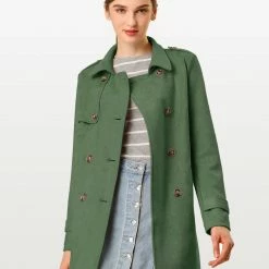 Allegra K Double Breasted Faux Suede Trench Coat With Belt Women 30 Allegra K Double Breasted Faux Suede Trench Coat With Belt Women