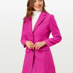 Allegra K Single Breasted Notched Lapel Coat With Flap Pockets