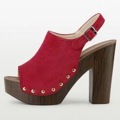 Allegra K Women's Open Toe Slingback Platform Chunky Heel Sandals