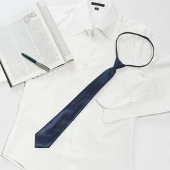 Allegra K Men‘s Adjustable Zipper Straps Solid Color Necktie Business Interview Tie