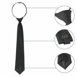 Allegra K Men‘s Adjustable Zipper Straps Solid Color Necktie Business Interview Tie
