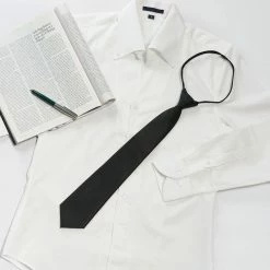 Allegra K Men‘s Adjustable Zipper Straps Solid Color Necktie Business Interview Tie