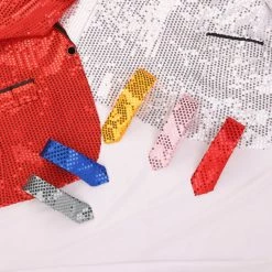 Allegra K Sequined Sparkle Shiny Tie Halloween Costumes Parties Neckwear For Men Women