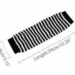 Allegra K Women Stripes Elastic Long Arm Warmer Gloves Fingerless Mitten Accessories