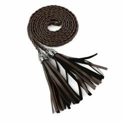 Allegra K Women Tassels Beaded Braided Skinny Waist Belt Accessories