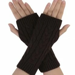 Allegra K Women's Wrist Warmer Stretchy Elastic Thumb Winter Knitted Fingerless Gloves Accessories