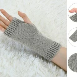 Allegra K Women's Wrist Warmer Stretchy Elastic Thumb Winter Knitted Fingerless Gloves Accessories