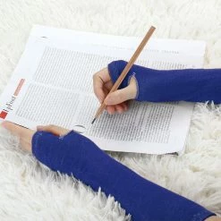 Allegra K Woman Fingerless Tumbhole Elbow Length Knitted Arm Warmers Accessories