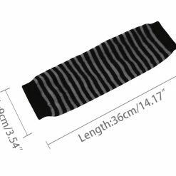Allegra K Accessories Woman Fingerless Thumbhole Stripes Knitted Arm Warmers