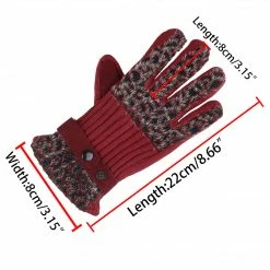 Allegra K Leopard Pattern Full Finger Knitted Gloves For Ladies