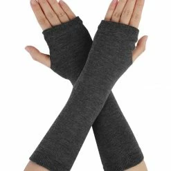 Allegra K Accessories Women's Arm Warmers Winter Knitted Cold Elbow Long Fingerless Gloves