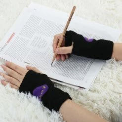 Allegra K Lady Acrylic Fingerless Thumb Hole Fall Wear Gloves Pair