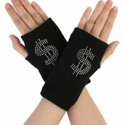 Allegra K Lady Acrylic Fingerless Thumb Hole Fall Wear Gloves Pair