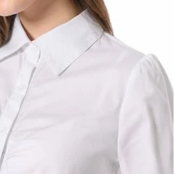 Women Allegra K Single Breasted Long Sleeves Slim Fit Ruched Front Shirt 16 Women Allegra K Single Breasted Long Sleeves Slim Fit Ruched Front Shirt