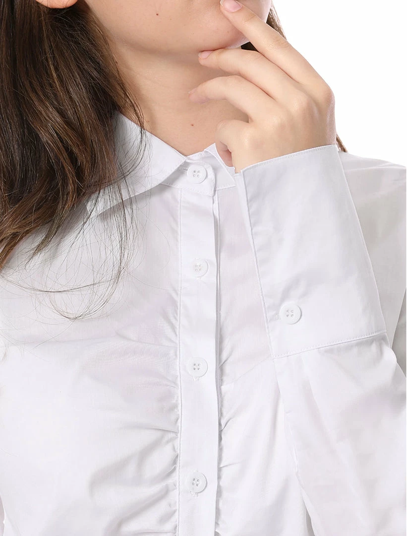 Women Allegra K Single Breasted Long Sleeves Slim Fit Ruched Front Shirt 10 Women Allegra K Single Breasted Long Sleeves Slim Fit Ruched Front Shirt