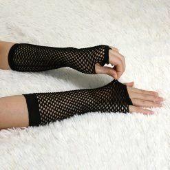 Allegra K Pair Elastic Mesh Fishnet Elbow Fingerless Goth Arm Warmers For Women Accessories