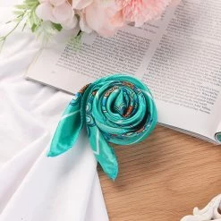 Allegra K Women Circle Pattern Square Neck Scarf Neckerchief 51cm X 51cm Accessories