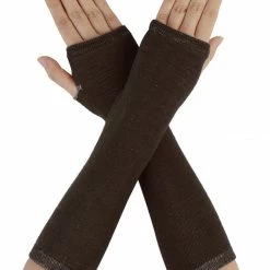 Allegra K Ladies Autumn Knitted Arm Warmmers Thumbhole Long Fingerless Gloves Pair