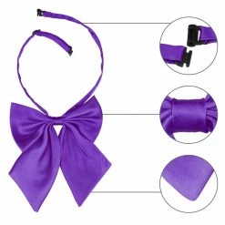 Allegra K Accessories Adjustable Solid Color Uniform Pre-tied Bowknot Halter Neck Bow Tie For Women