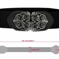 Allegra K Knot Woven Metal Interlocking Buckle Textured Elastic Stretchy Cinch Waistband Waist Belt