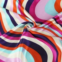 Allegra K Accessories Flower Print Stripe Polyester Neck Scarf Neckerchief For Women