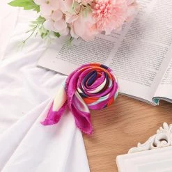 Allegra K Accessories Flower Print Stripe Polyester Neck Scarf Neckerchief For Women