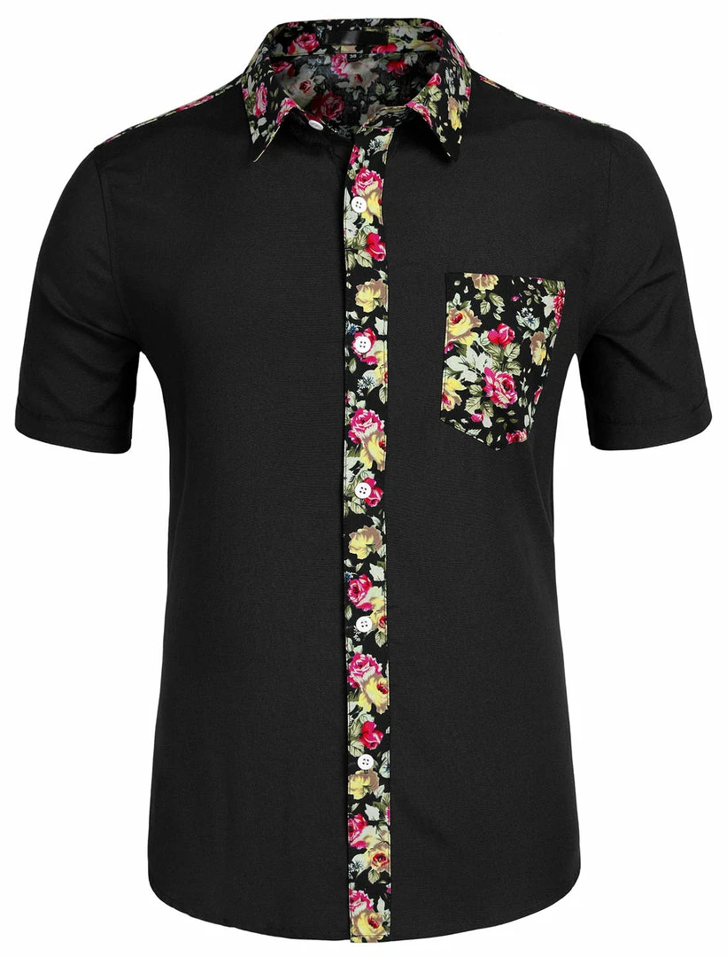 Allegra K 1310 8838 Men Summer Floral Print Pocket Short Sleeve Button Down Hawaiian Shirt 41 Allegra K 1310 8838 Men Summer Floral Print Pocket Short Sleeve Button Down Hawaiian Shirt