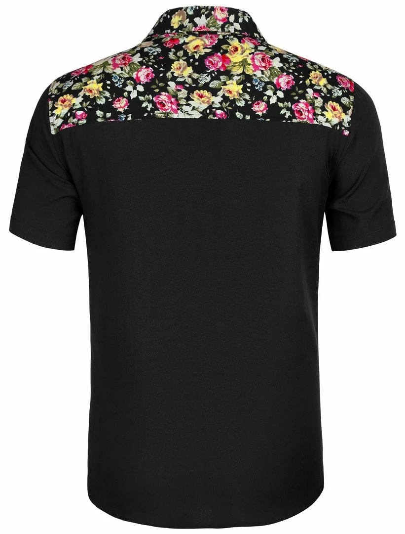 Allegra K 1310 8838 Men Summer Floral Print Pocket Short Sleeve Button Down Hawaiian Shirt 42 Allegra K 1310 8838 Men Summer Floral Print Pocket Short Sleeve Button Down Hawaiian Shirt