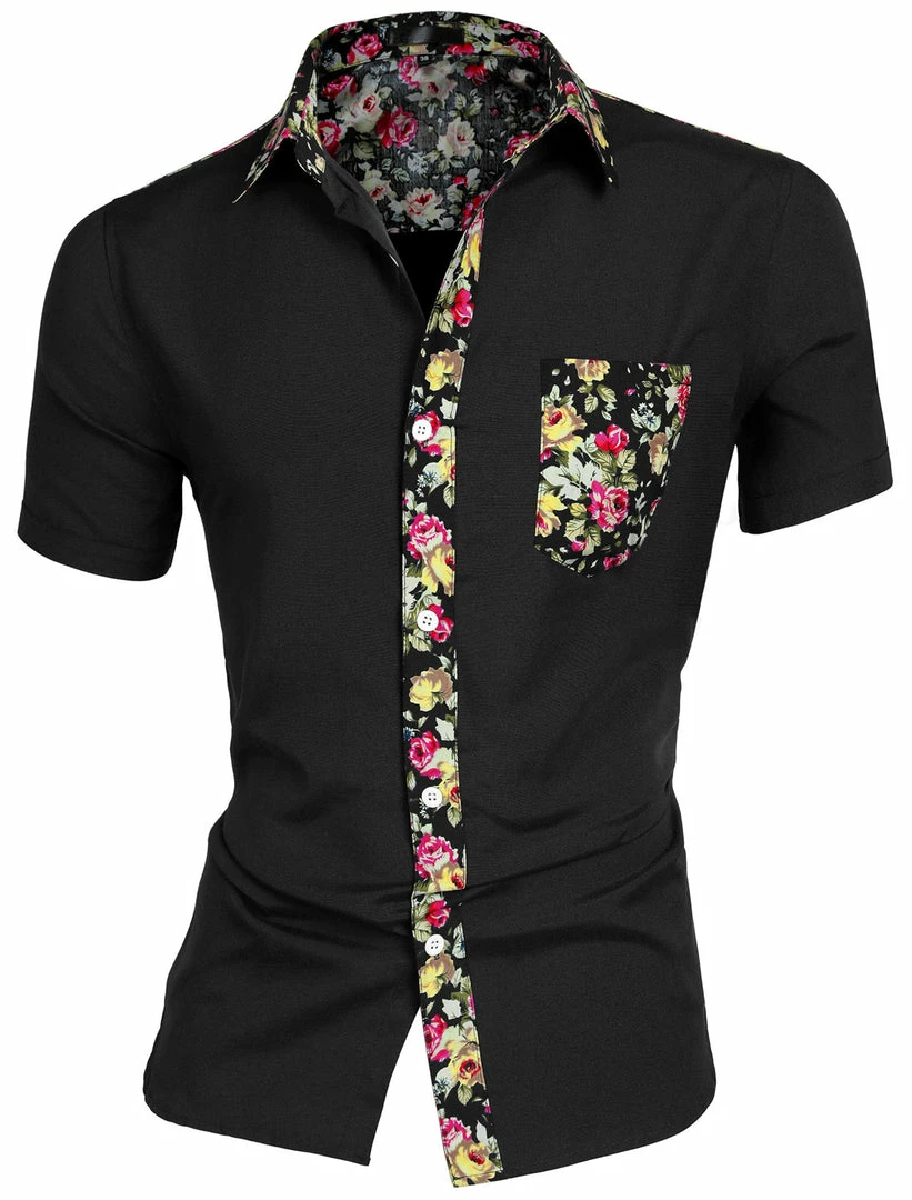 Allegra K 1310 8838 Men Summer Floral Print Pocket Short Sleeve Button Down Hawaiian Shirt 40 Allegra K 1310 8838 Men Summer Floral Print Pocket Short Sleeve Button Down Hawaiian Shirt