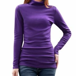 Allegra K Long Sleeves Turtle Neck Slim Top 53 Allegra K Long Sleeves Turtle Neck Slim Top