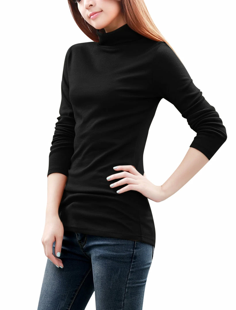 Allegra K Long Sleeves Turtle Neck Slim Top 6 Allegra K Long Sleeves Turtle Neck Slim Top