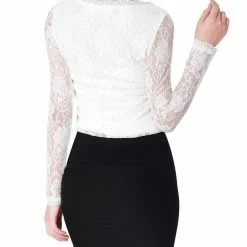Allegra K Sheer Long Sleeves Flower Embroidery Lace Top 35 Allegra K Sheer Long Sleeves Flower Embroidery Lace Top