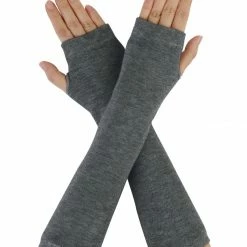 Allegra K Women Thumbhole Elbow Length Fingerless Arm Warmers Gloves Pair Accessories