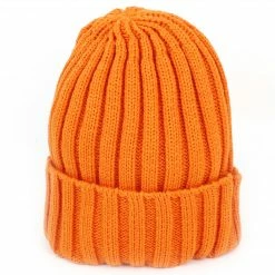 Allegra K Outdoor Winter Ribbed Roll Up Hem Cuff Knitted Warm Hat Beanie Cap Accessories